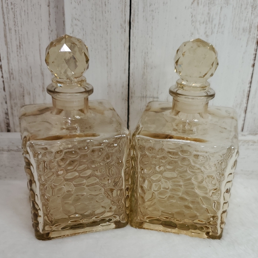 Elegant Tan Textured Glass Bottles with Stoppers
